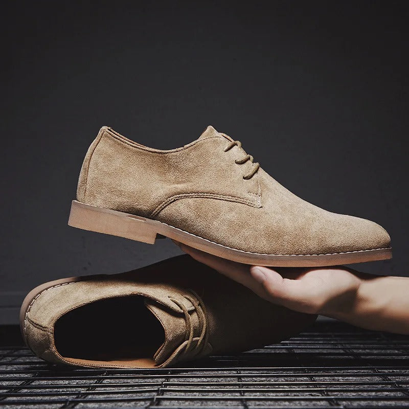 Chaussures oxford homme daim à lacets bout rond mariage