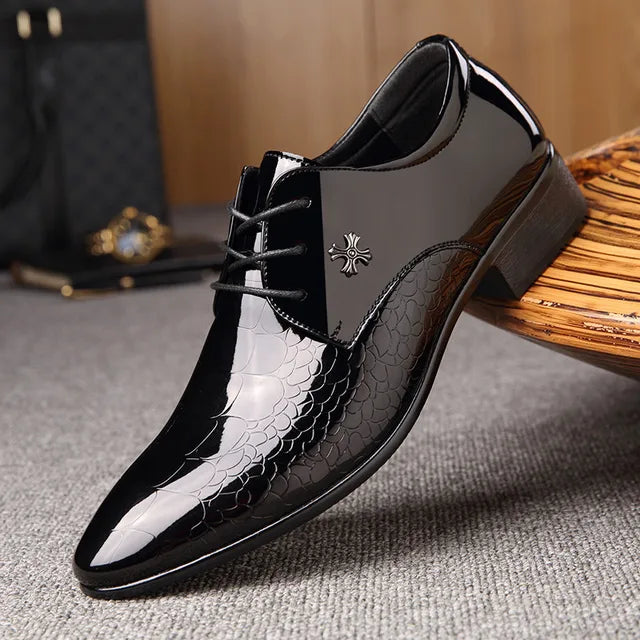 Chaussures oxford homme vernis texturé bout pointu mariage