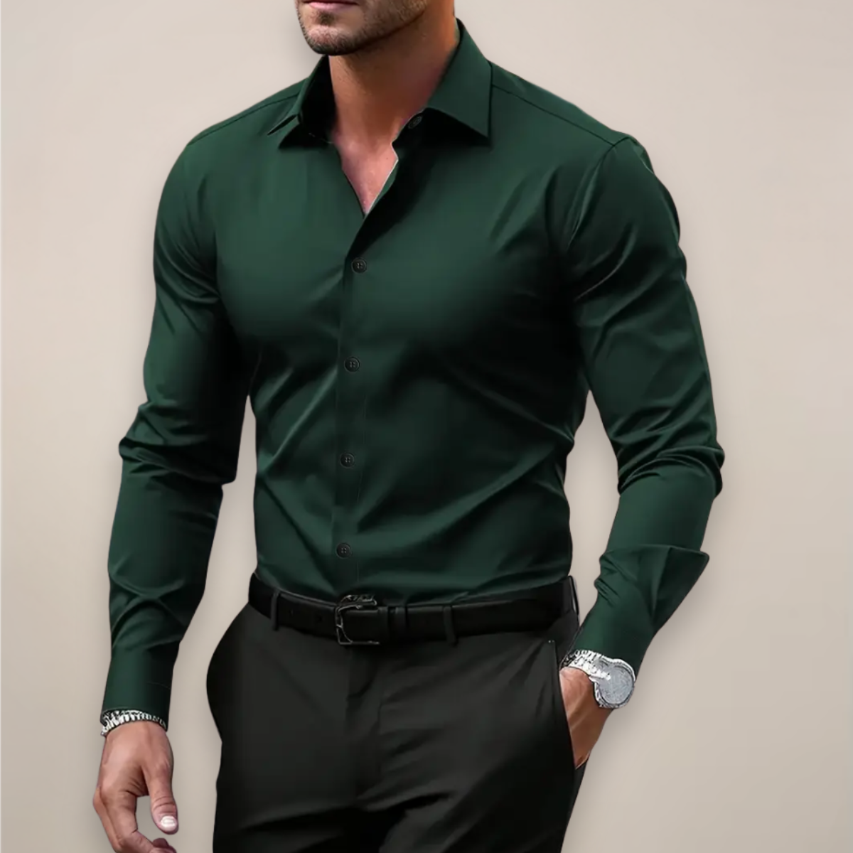 Chemise homme manches longues coupe ajustée col classique
