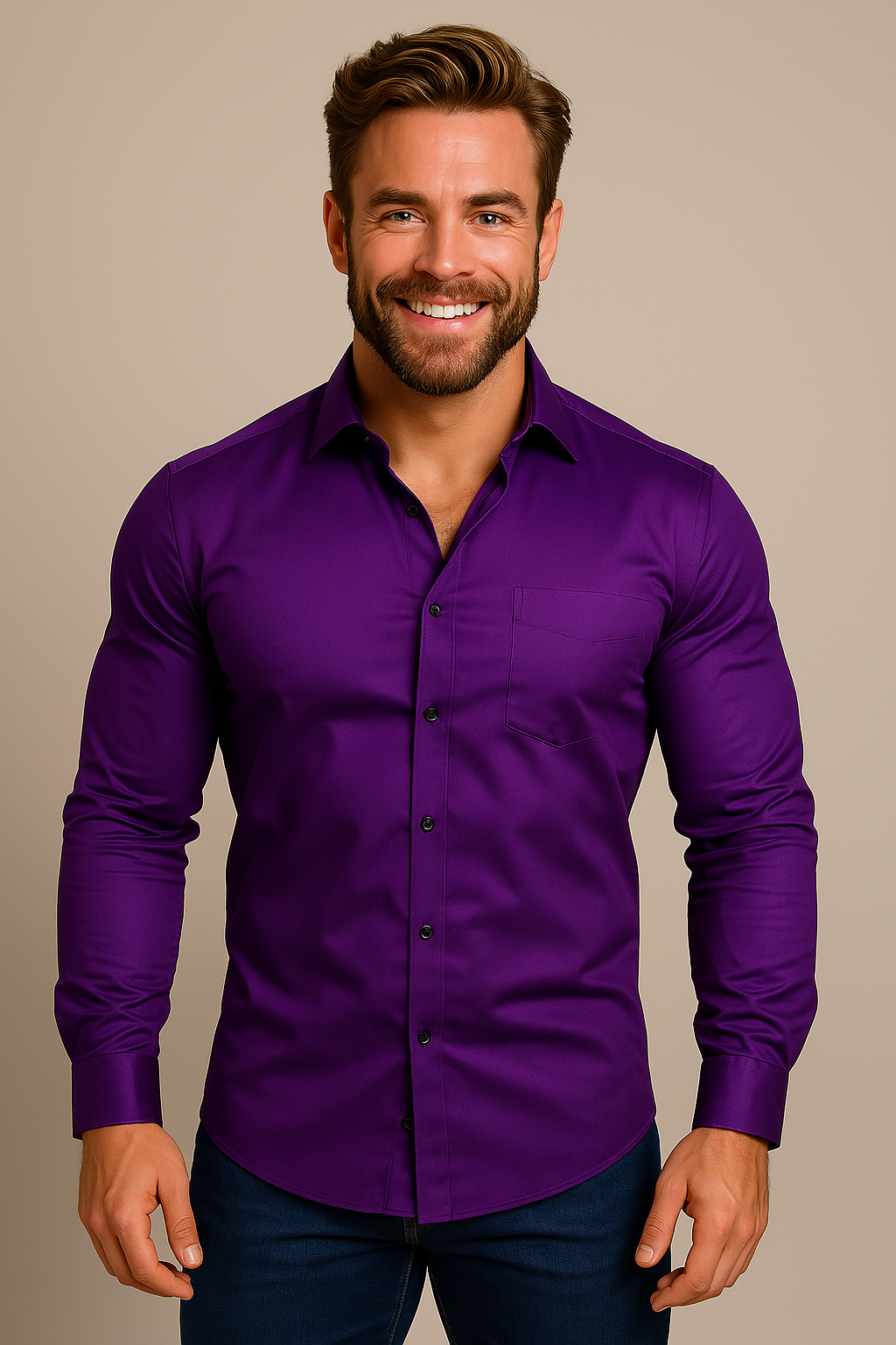 Chemise homme manches longues coupe ajustée sans repassage col classique