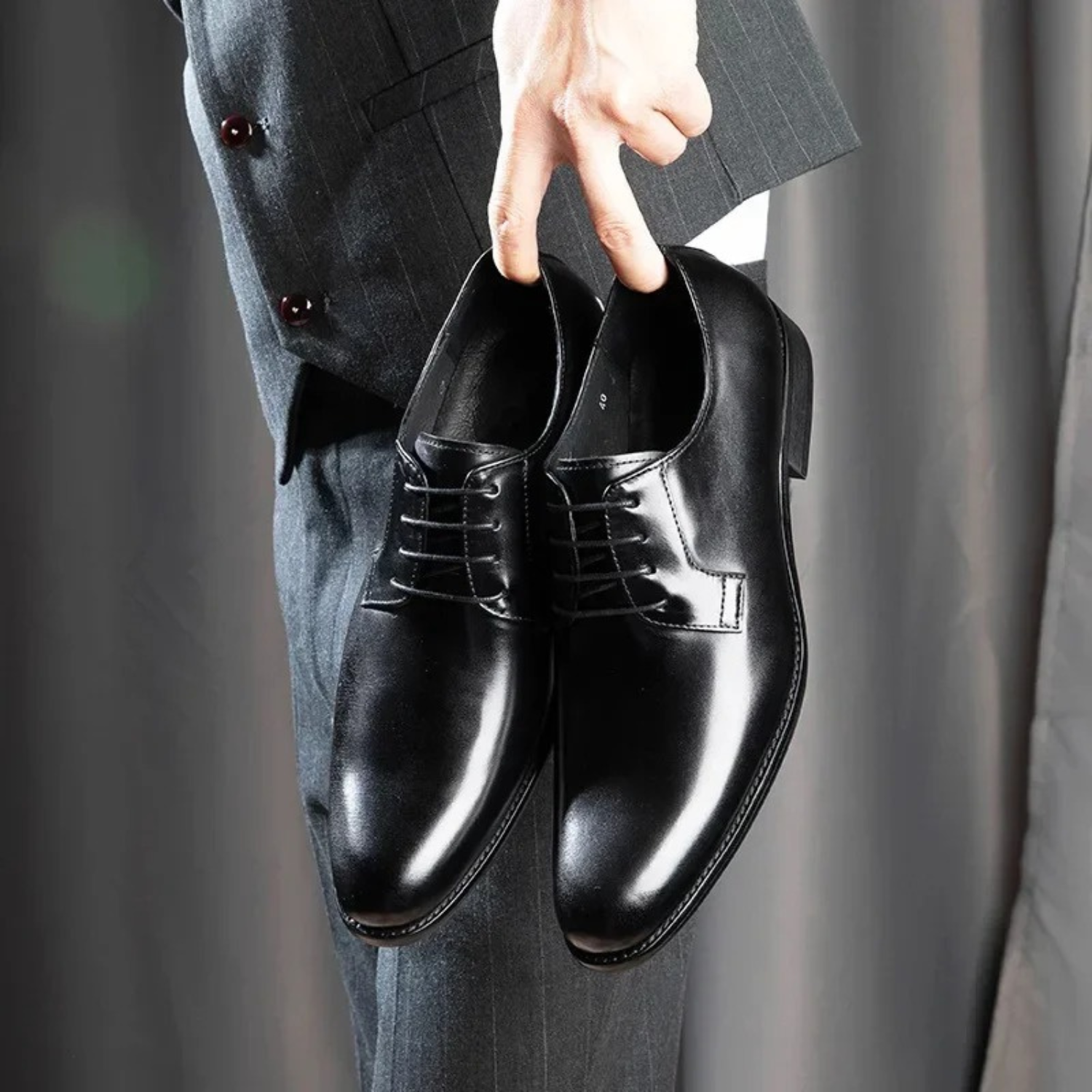 Chaussures oxford homme cuir lisse à lacets bout rond mariage