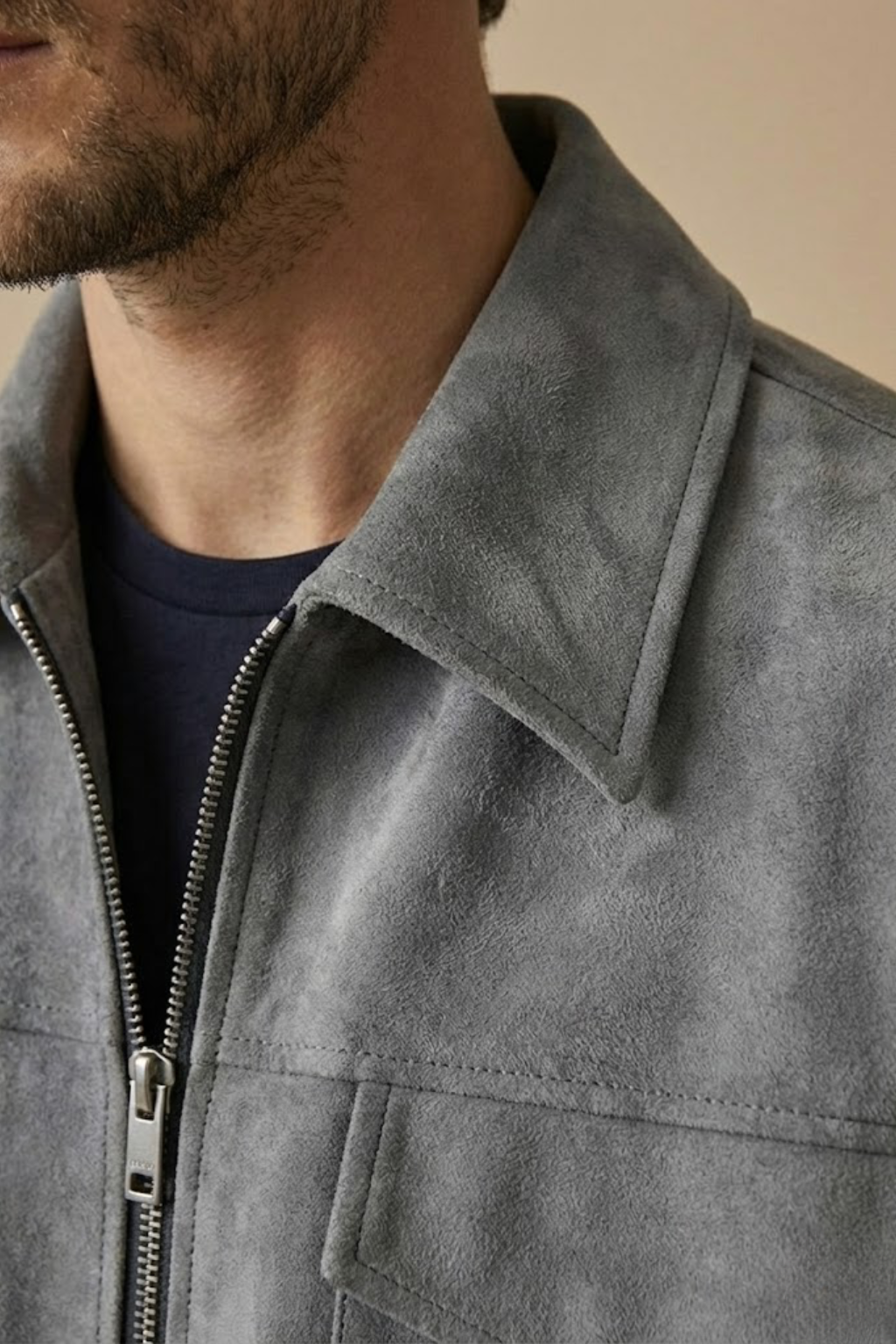 Veste homme zippée coupe droite poches poitrine style utilitaire classique
