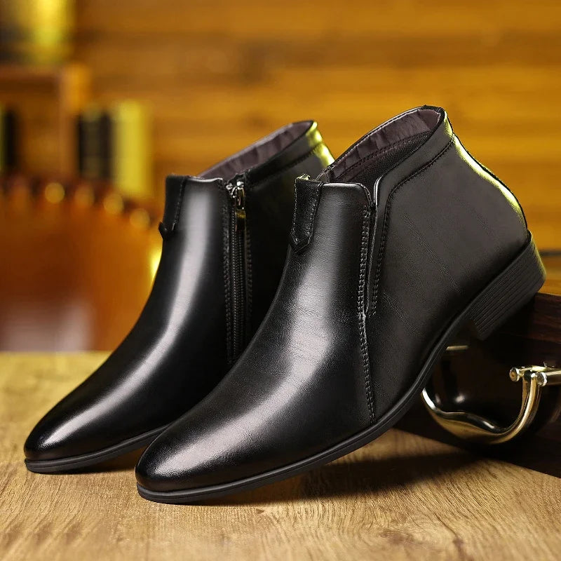 Bottines homme habillées zip latéral bout pointu élégantes
