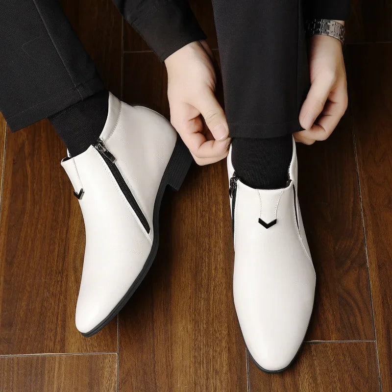 Bottines homme habillées zip latéral bout pointu élégantes