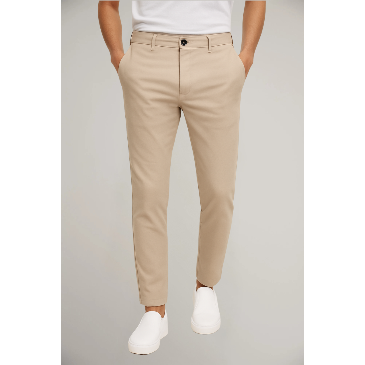 Pantalon homme coupe ajustée taille droite business ville élégant classique