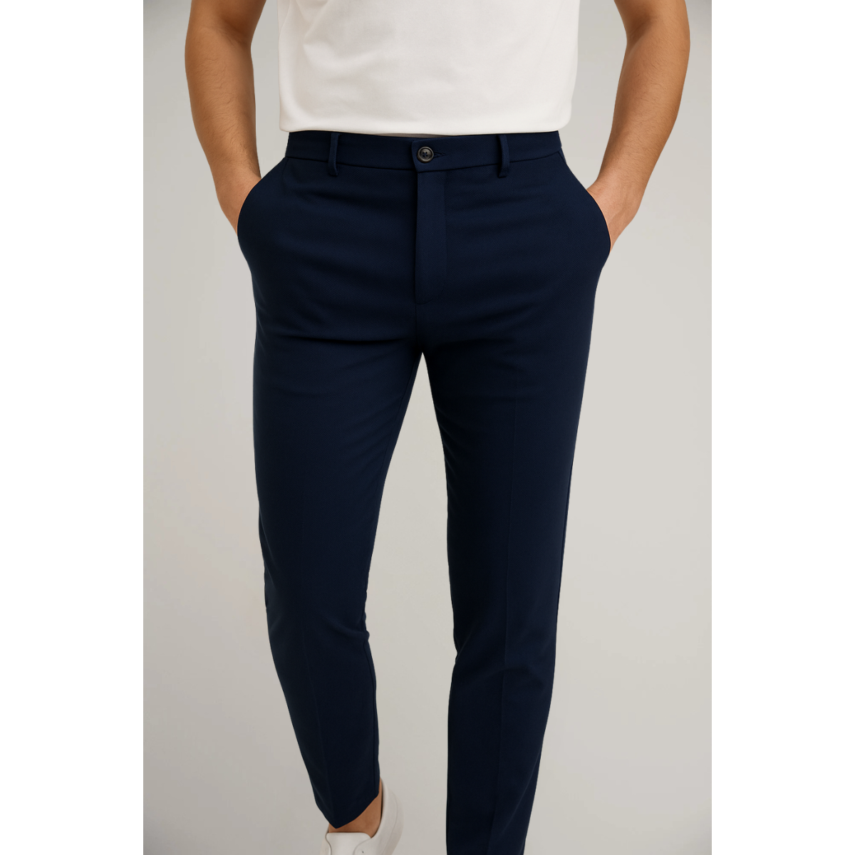 Pantalon homme coupe ajustée taille droite business ville élégant classique