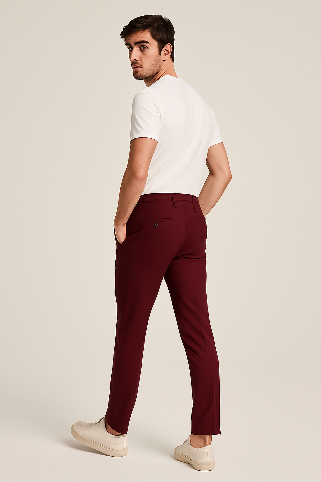 Pantalon homme coupe ajustée taille droite business ville élégant classique