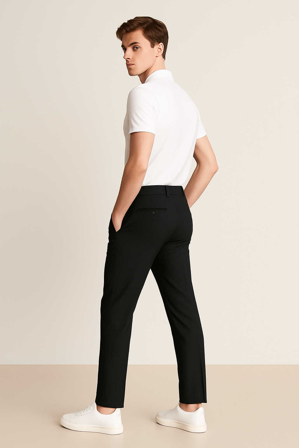 Pantalon homme coupe ajustée taille droite business ville élégant classique