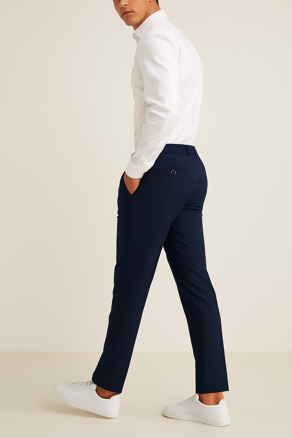 Pantalon homme coupe ajustée taille droite business ville élégant classique