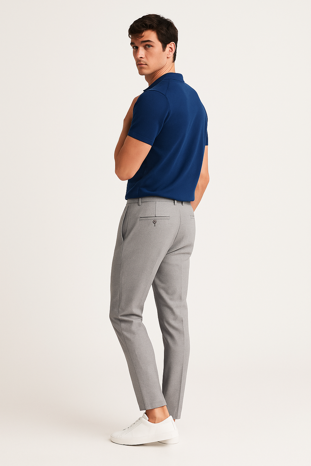 Pantalon homme coupe ajustée taille droite business ville élégant classique