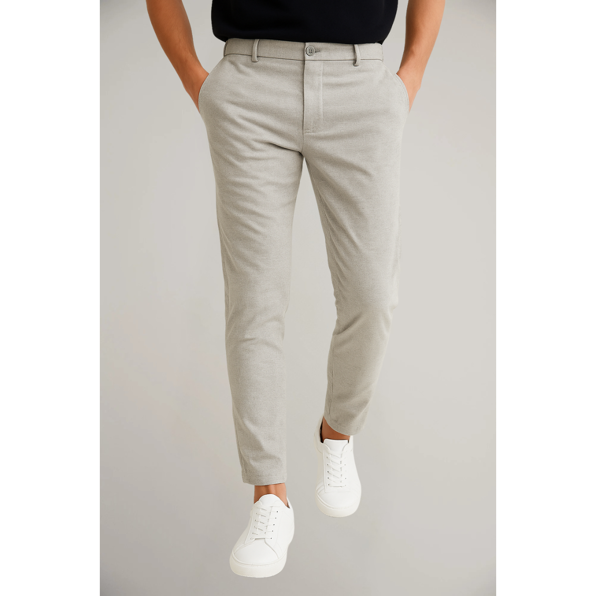 Pantalon homme coupe ajustée taille droite business ville élégant classique