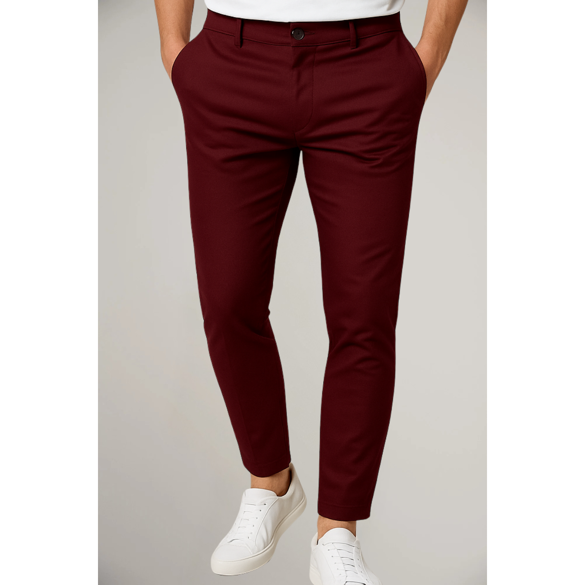 Pantalon homme coupe ajustée taille droite business ville élégant classique