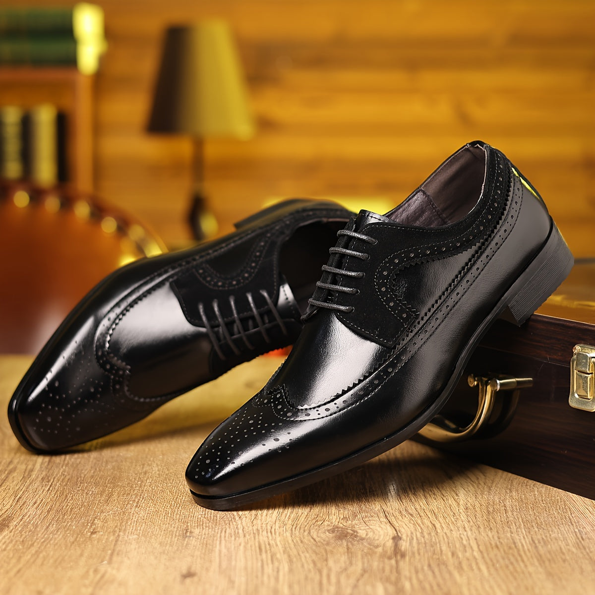 Chaussures oxford homme cuir brogué bout pointu à lacets