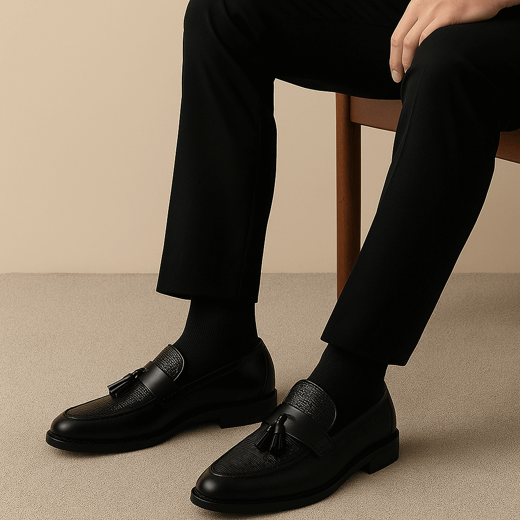 Mocassins homme à pampilles cuir slip-on style classique élégant
