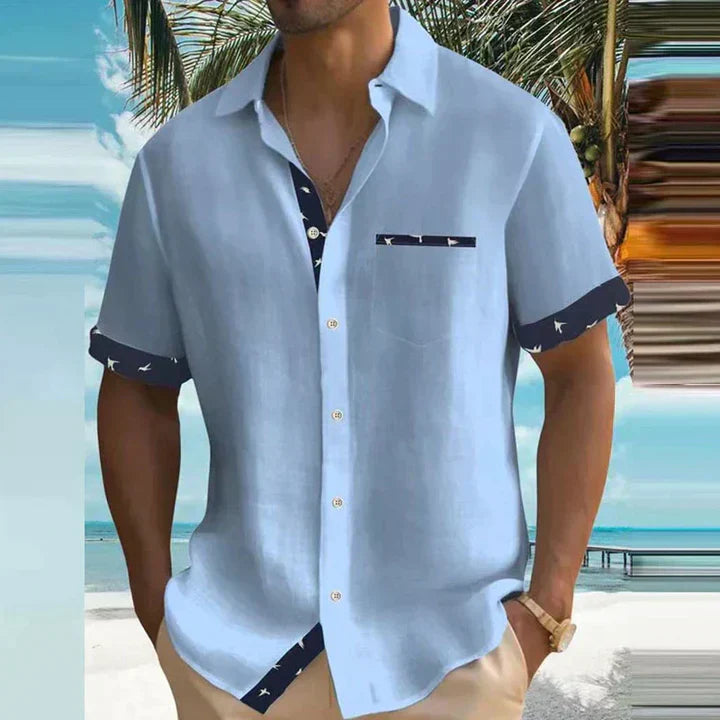 Chemise homme manches courtes à boutons avec col classique style décontracté été