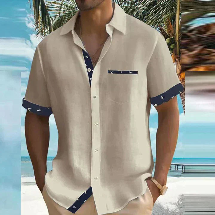 Chemise homme manches courtes à boutons avec col classique style décontracté été