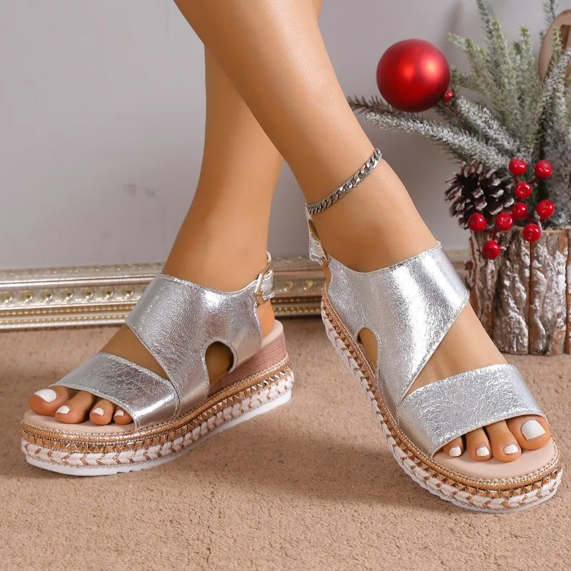 Sandales femme compensées plateforme bride cheville confort semelle épaisse été