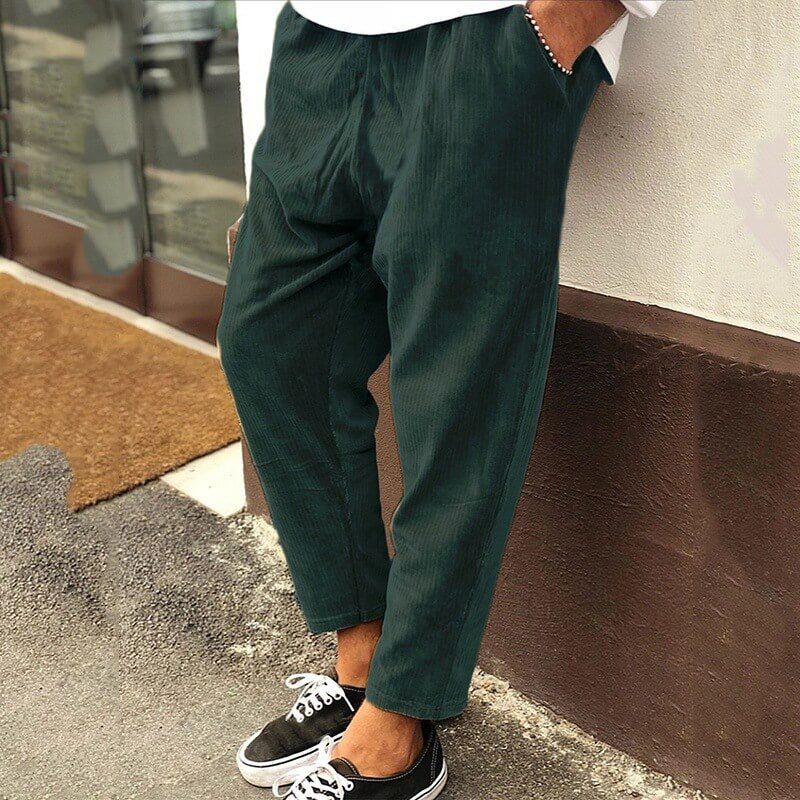 Pantalon homme en velours côtelé coupe droite style casual confortable