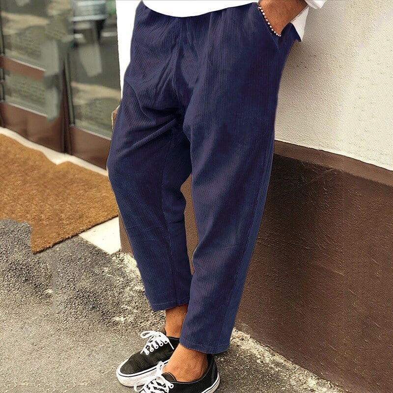 Pantalon homme en velours côtelé coupe droite style casual confortable