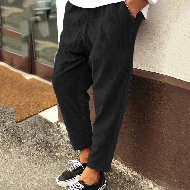 Pantalon homme en velours côtelé coupe droite style casual confortable