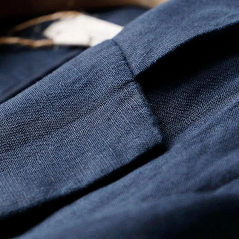 Blazer femme en lin col tailleur manches retroussables coupe droite légère