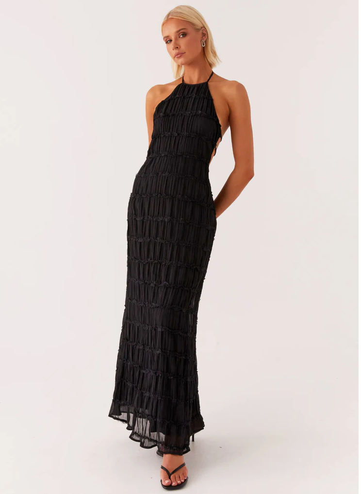 Robe invitée mariage longue dos nu col halter élégante femme