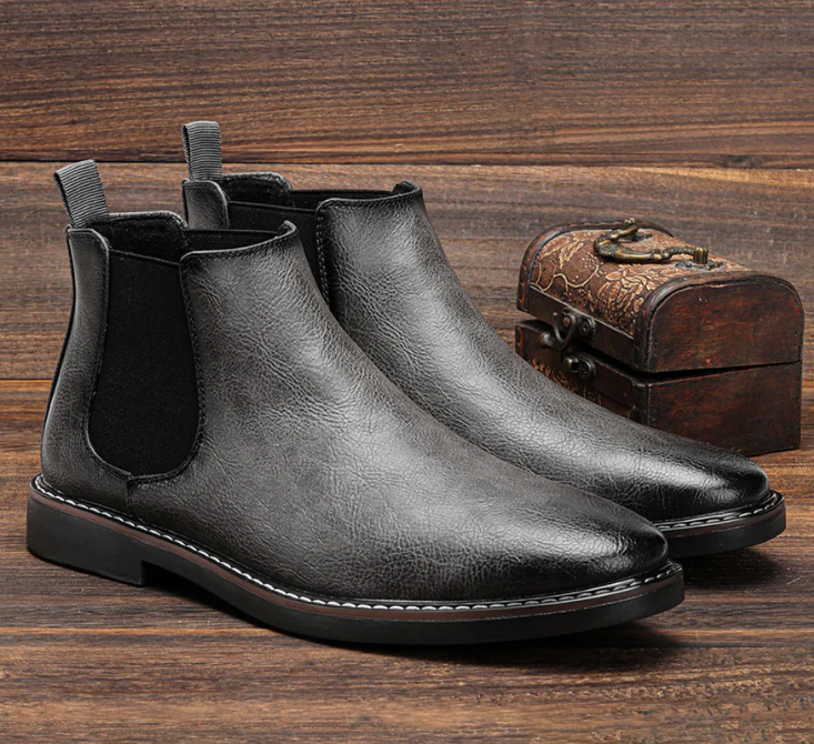 Chelsea boots homme cuir à enfiler bout rond