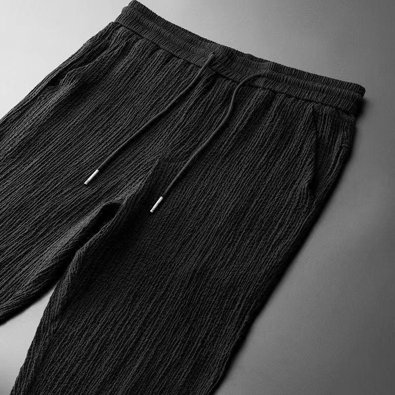 Ensemble homme 2 pièces col châle manches courtes pantalon élastique été