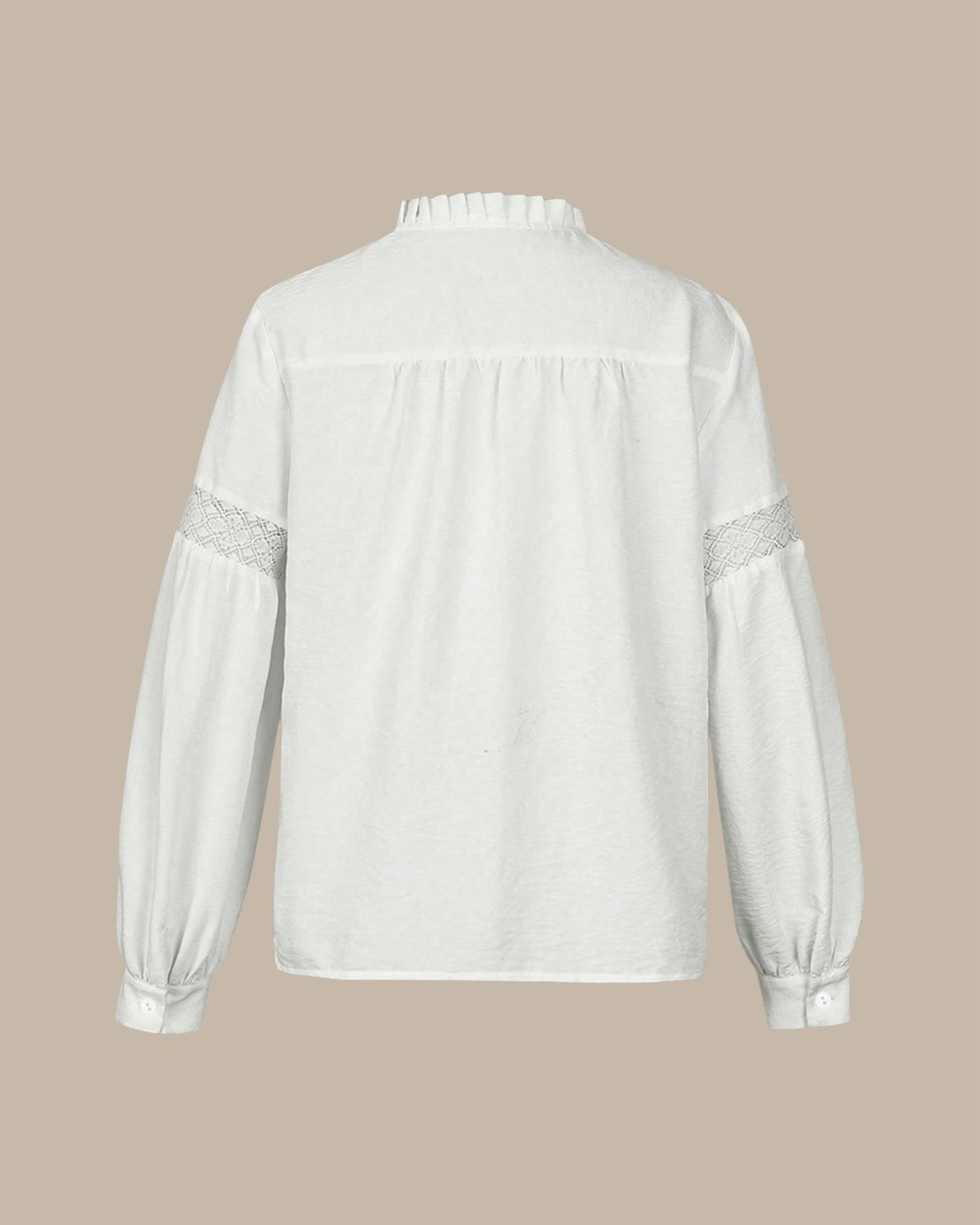 Blouse femme brodée col V manches longues dentelle style bohème boutonnée