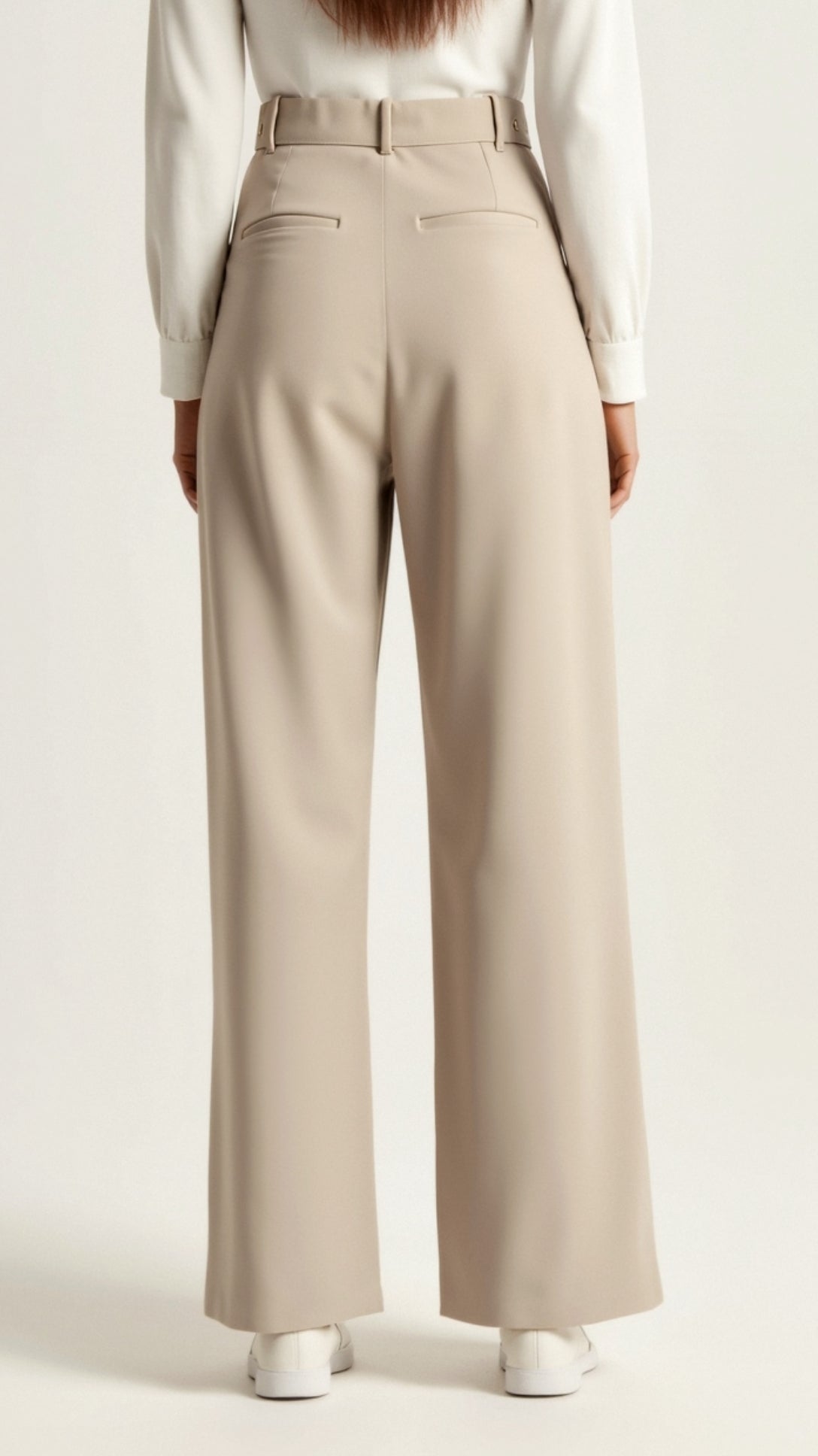 Pantalon femme taille haute large plissé coupe large élégant