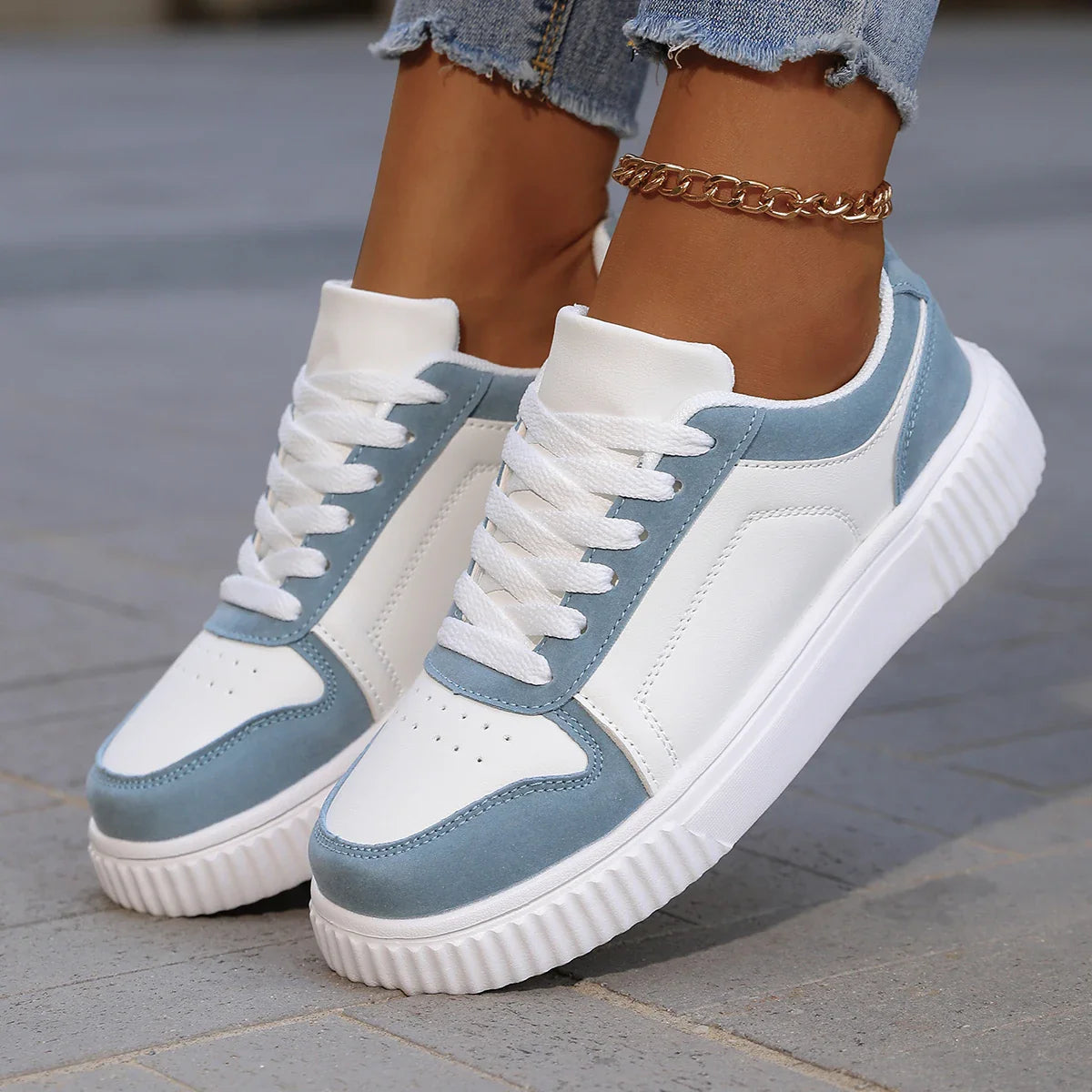 Baskets femme plateforme lacets semelle épaisse sneakers casual confortables