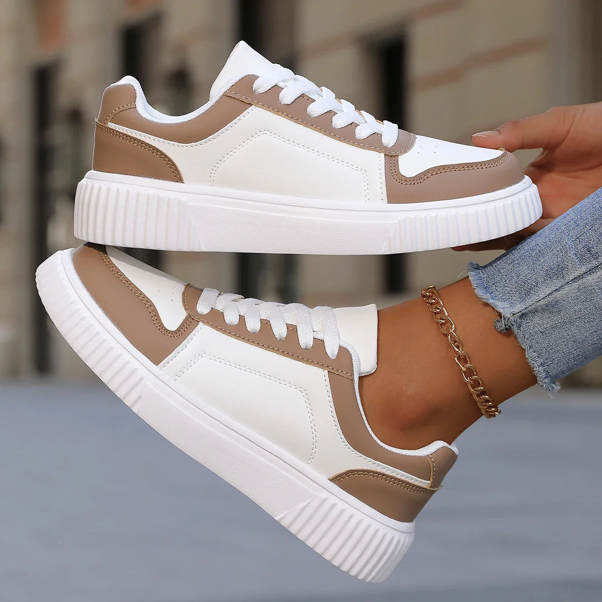 Baskets femme plateforme lacets semelle épaisse sneakers casual confortables