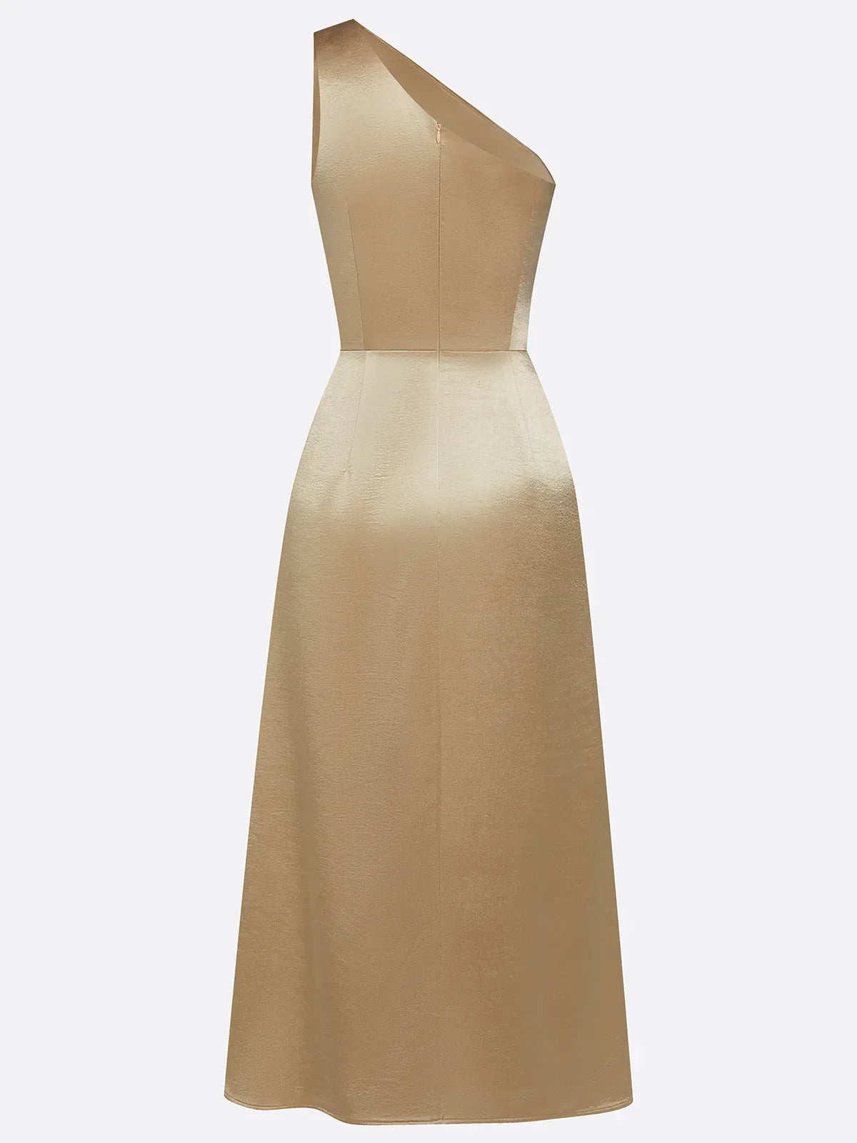 Robe satin midi une épaule drapée soirée