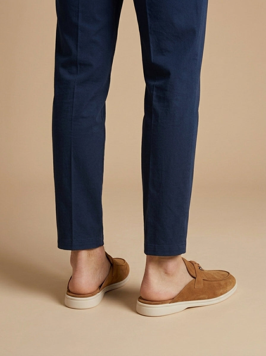 Mules homme mocassins ouverts effet daim semelle plate confort