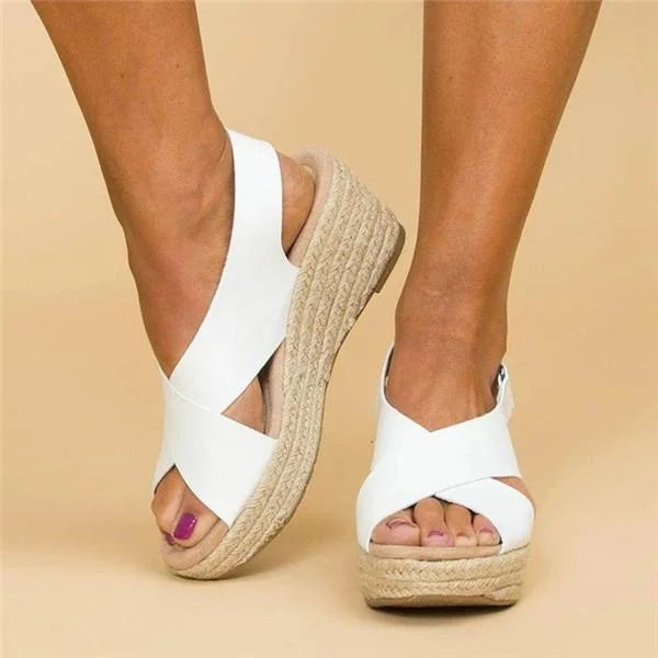 Sandales compensées femme plateforme espadrille à brides croisées été confortables