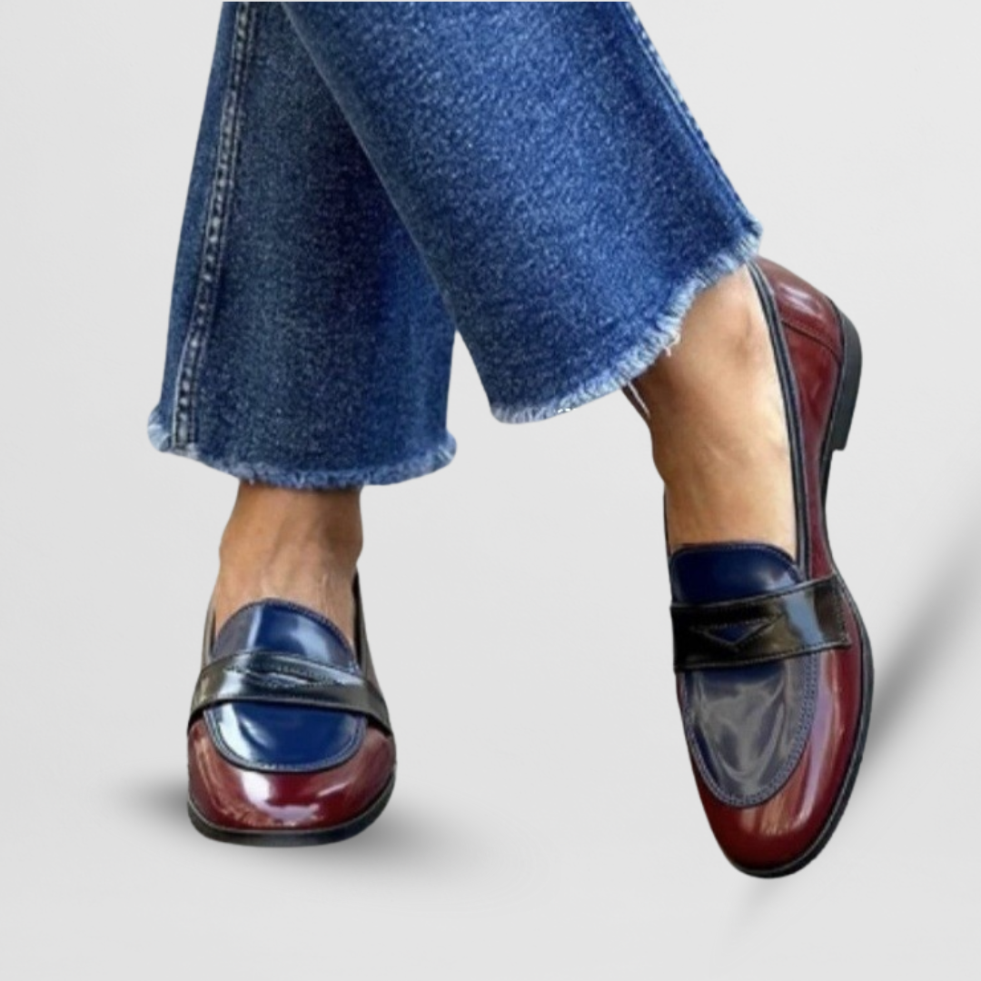Mocassins femme bout rond semelle plate vernis slip-on élégant casual