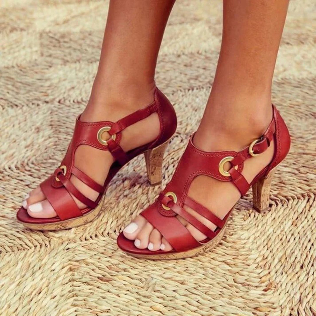 Sandales femme à talon ouvert avec bride cheville style bohème pour été