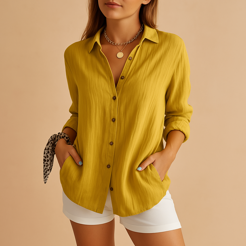 Chemise femme longue oversize manches longues boutonnée coupe ample décontractée