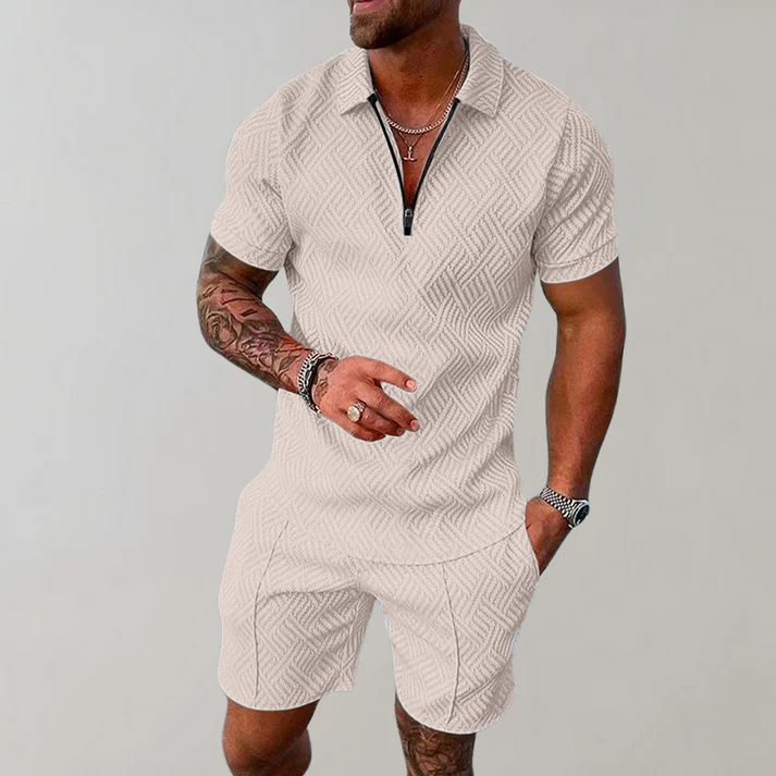 Ensemble polo short homme été manches courtes short assorti coupe décontractée