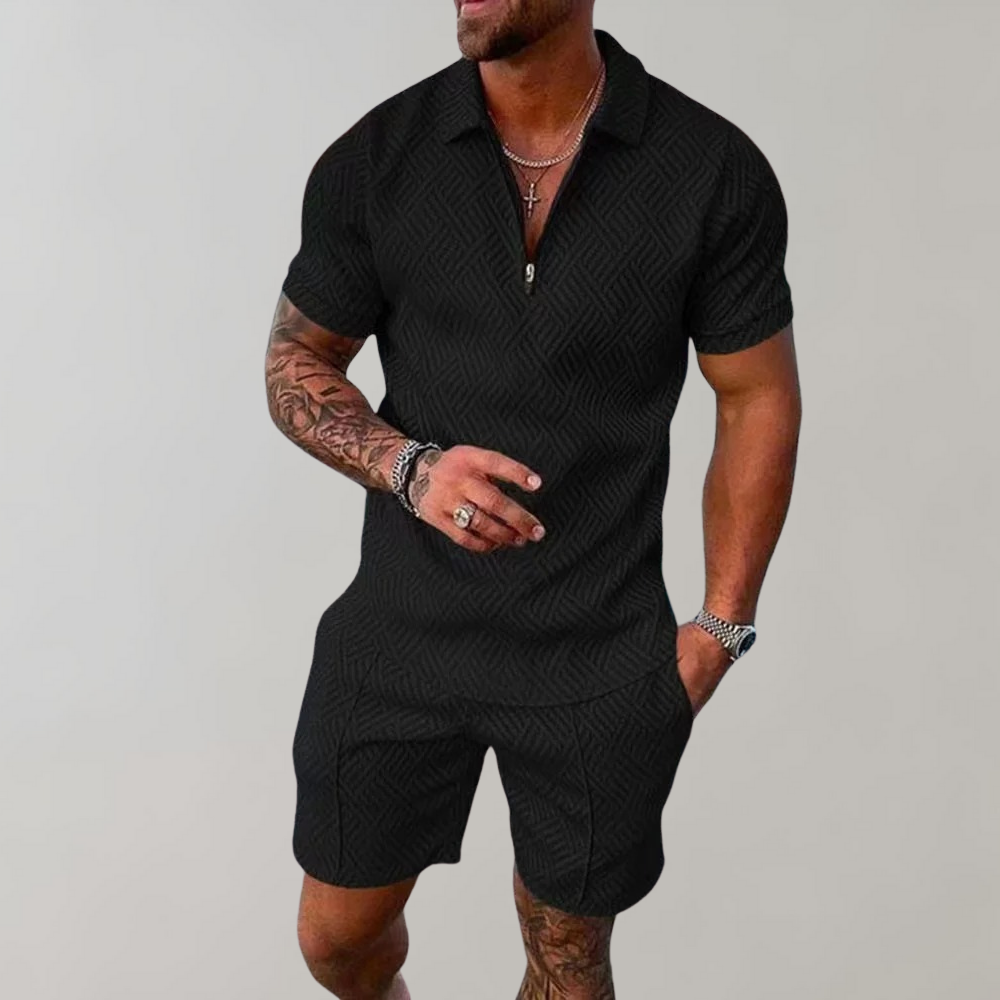 Ensemble polo short homme été manches courtes short assorti coupe décontractée