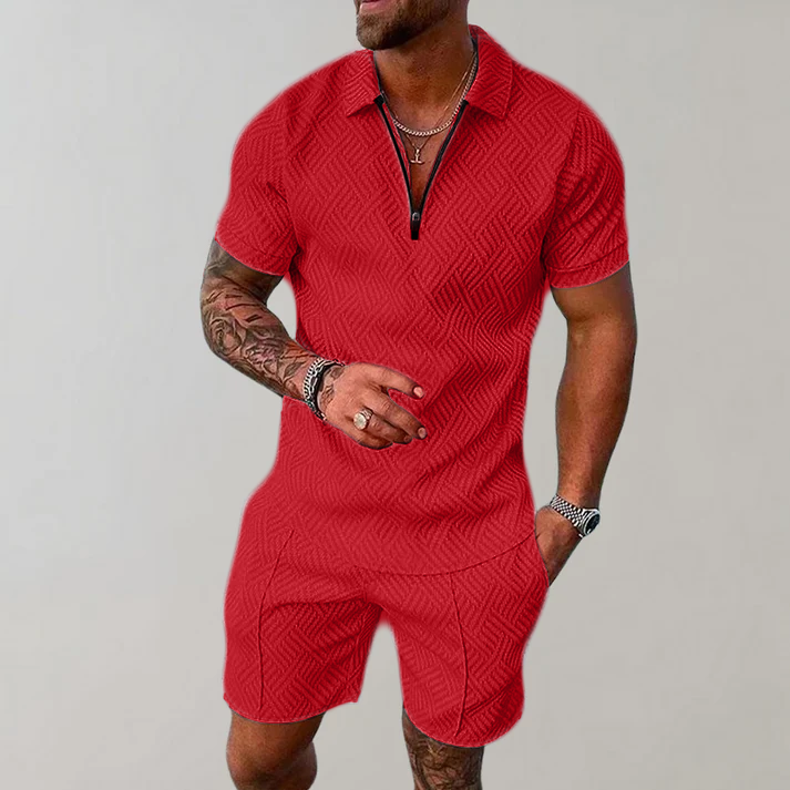 Ensemble polo short homme été manches courtes short assorti coupe décontractée