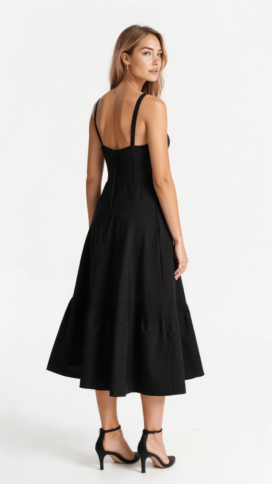 Robe midi femme fleurie style corset bretelles fines fente coupe ajustée