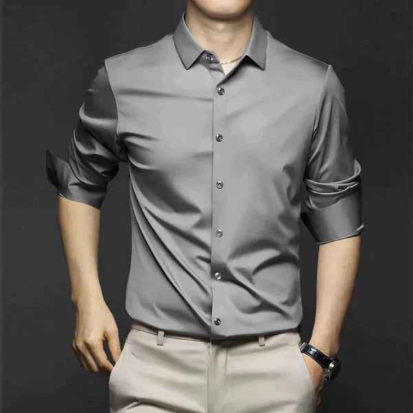Chemise homme slim fit manches longues sans repassage boutonnée élégante