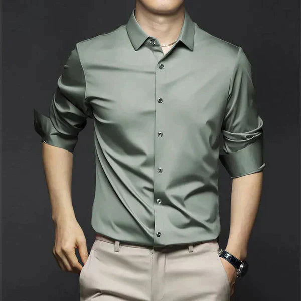Chemise homme slim fit manches longues sans repassage boutonnée élégante