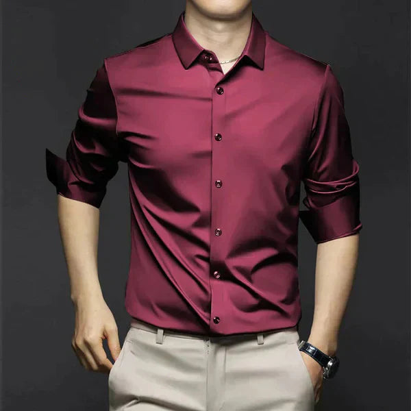 Chemise homme slim fit manches longues sans repassage boutonnée élégante
