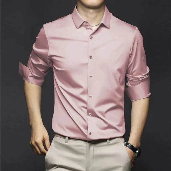 Chemise homme slim fit manches longues sans repassage boutonnée élégante
