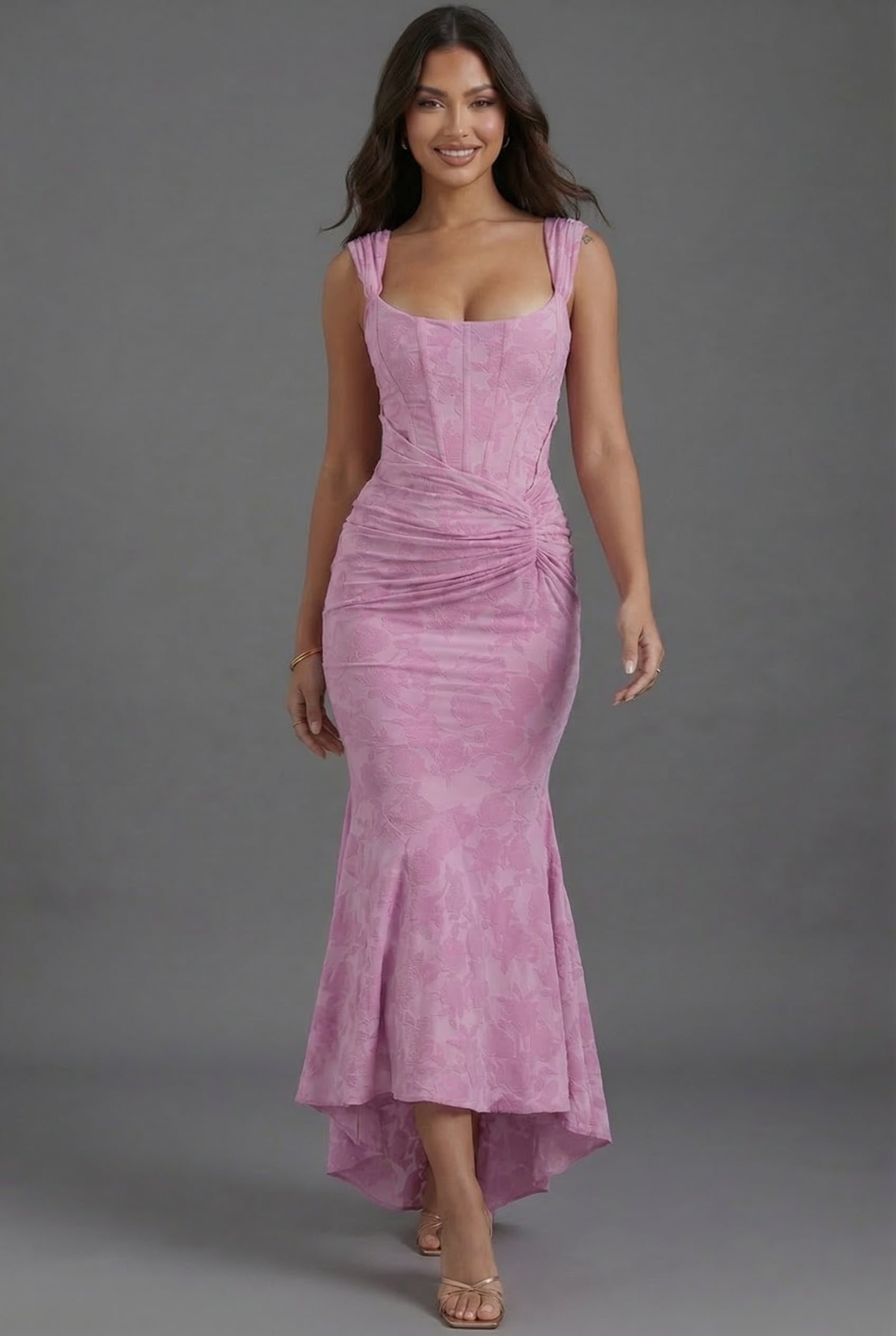 Robe corset longue sirène col carré invitée mariage