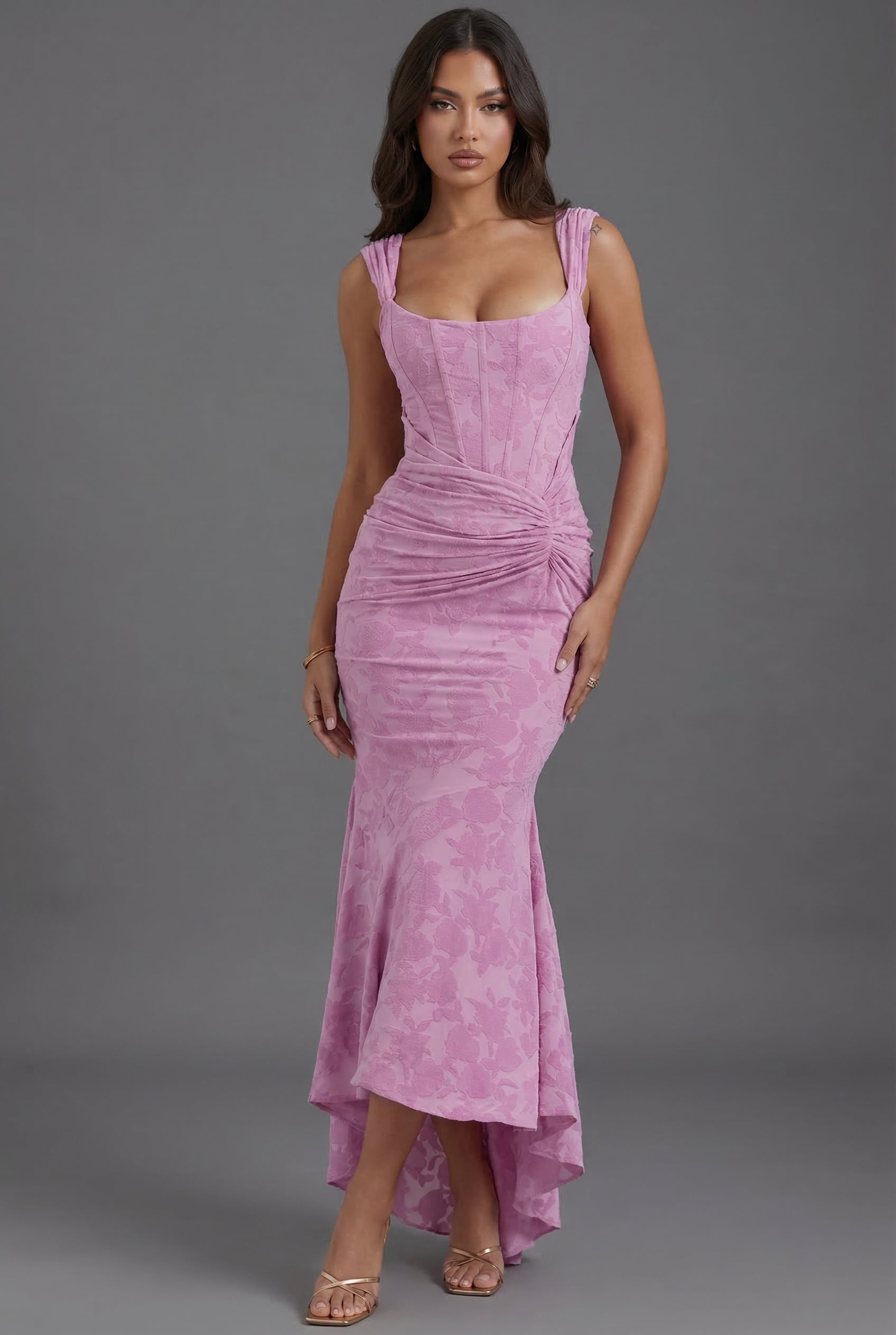Robe corset longue sirène col carré invitée mariage