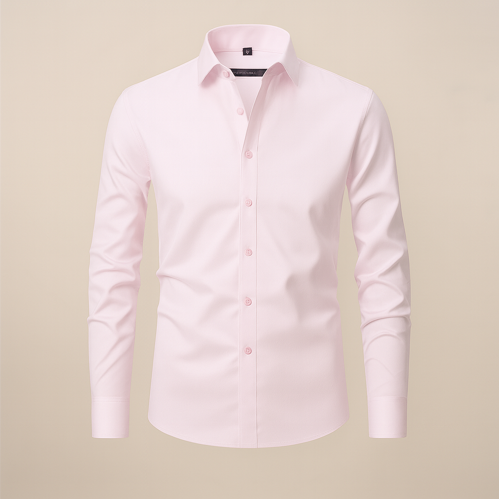Chemise homme manches longues coupe ajustée sans repassage col classique