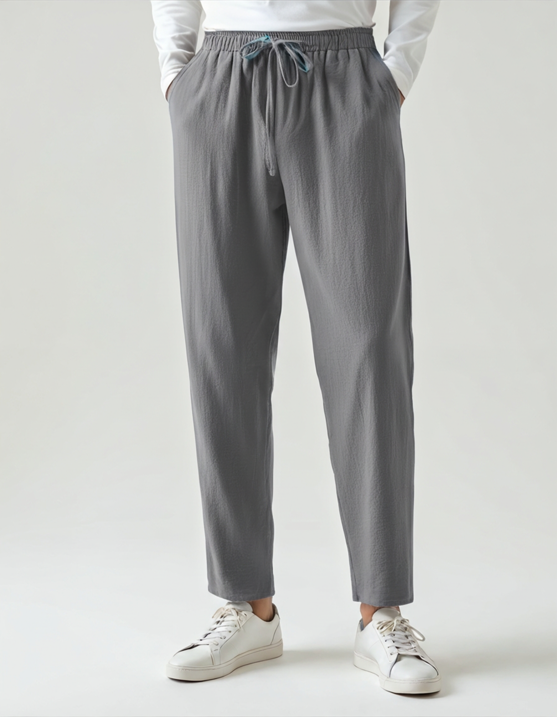 Pantalon homme coupe ample à taille élastique avec cordon de serrage